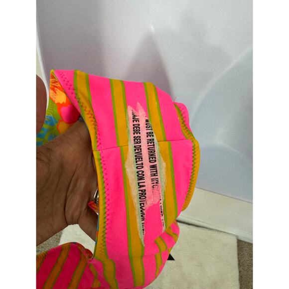 Wild Fable Reversible Neon Floral Cheeky Bikini Bottoms Size L NWT - Picture 8 of 8